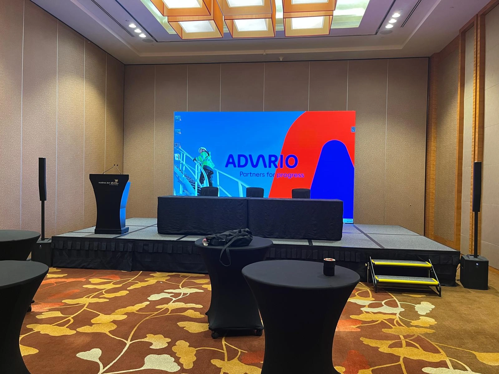 Corporate Seminar Stage with LED Video Wall Backdrop