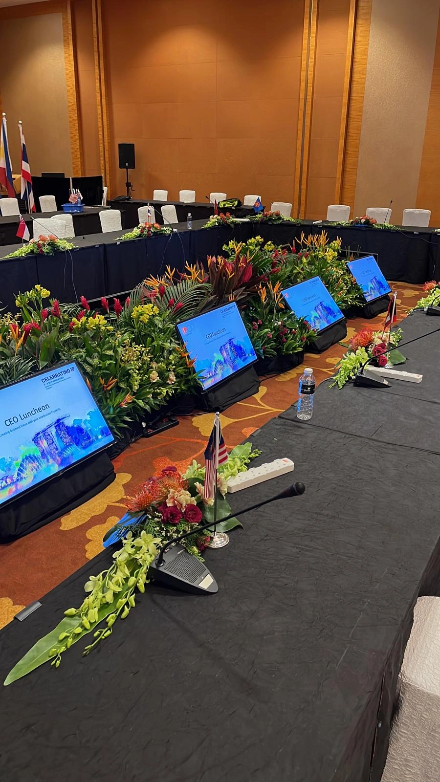 VIP Conference Table with Integrated Low-Profile Display Monitors