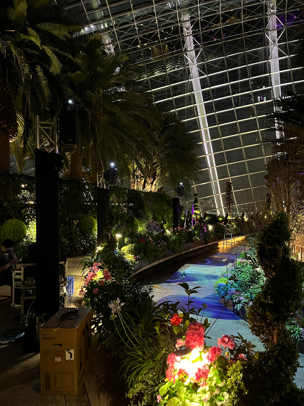 Botanical Garden Pathway Audio & Ambient Lighting Setup